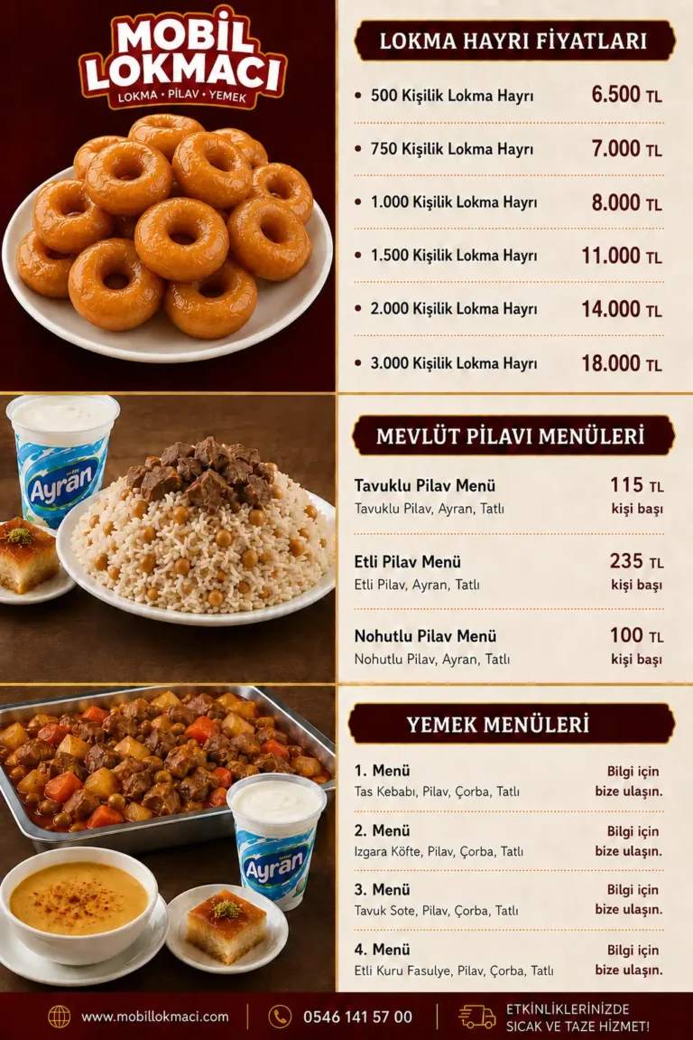 Mobil Lokmacı - Hayır Lokması - Mevlüt Pilavı Mevlüt Yemeği - Menü 2026